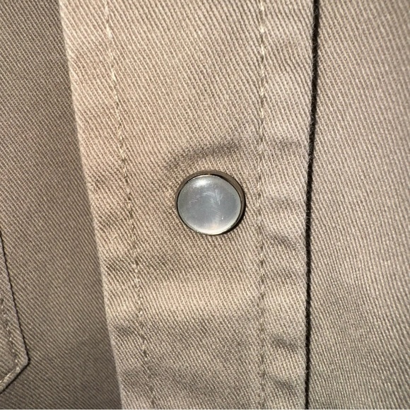 Gibson Men's Western Cowboy Denim Shirt Sz Med Brown/Tan All Cotton Pearl Snaps - Picture 6 of 8